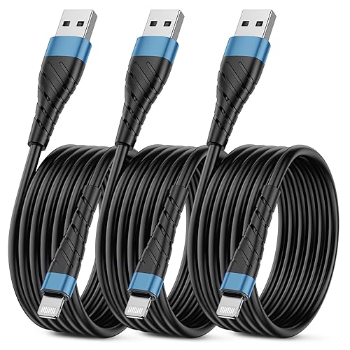 OIITH MFi Certified for iPhone Charger Cable 3 Pack 10 Ft, Extra Long for Lightning Charging Cord, Fast 2.4A for iPhone USB Cord Compatible