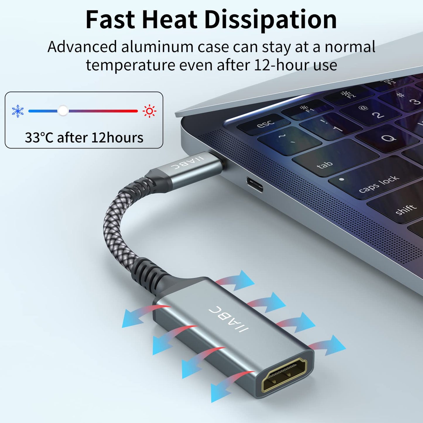 IIABC USB C to HDMI Adapter, USB Type-C to HDMI 4K Adapter Compatible with iPhone 15 16 Pro Max, MacBook Pro/Air 2023, IPad Pro, iMac, Galaxy S23