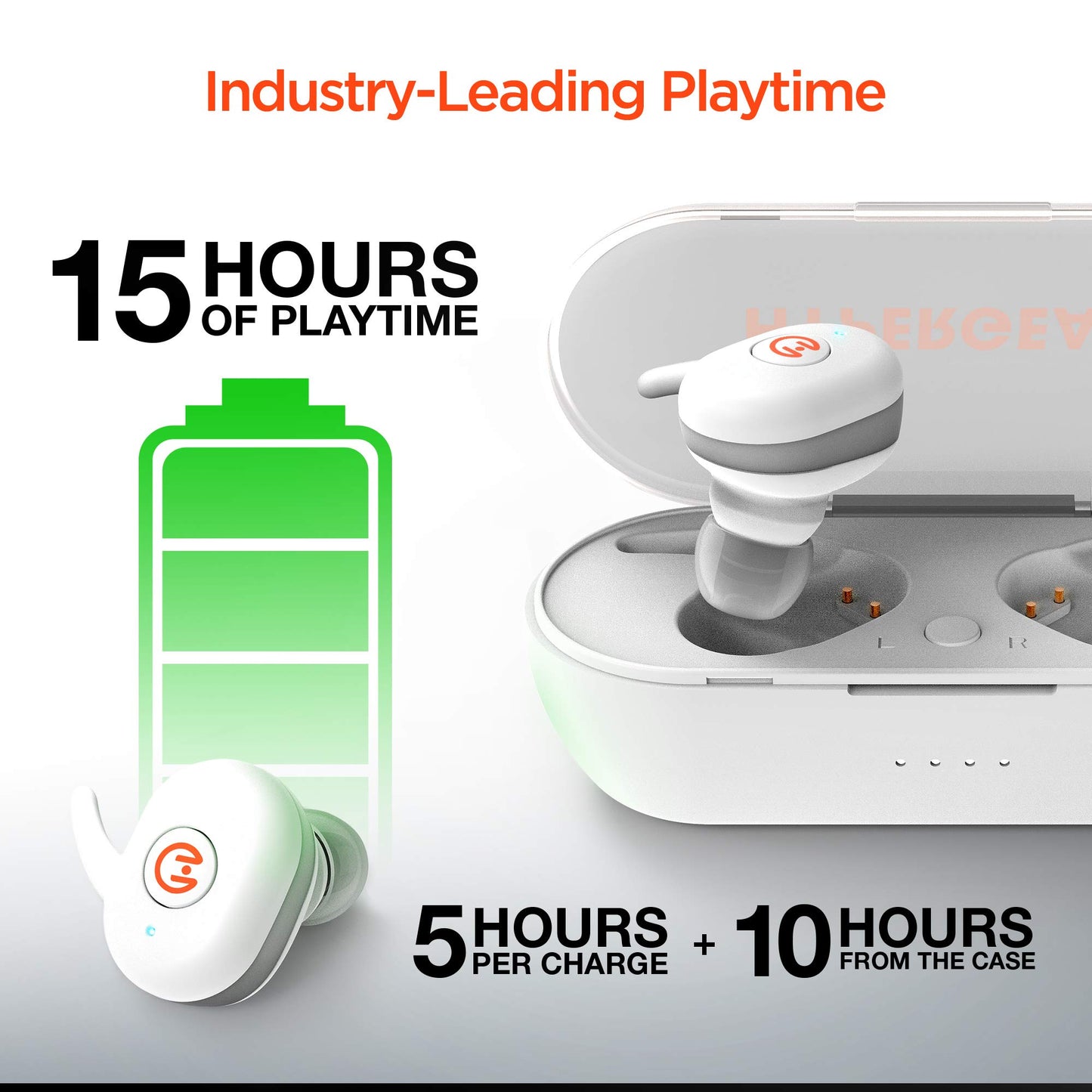 HyperGear Active True Wireless Bluetooth Earbuds - Noise Cancelling Mic, HD Stereo Sound, Touch Control, Quick Pairing, IPX5 Waterproof, Charging Case