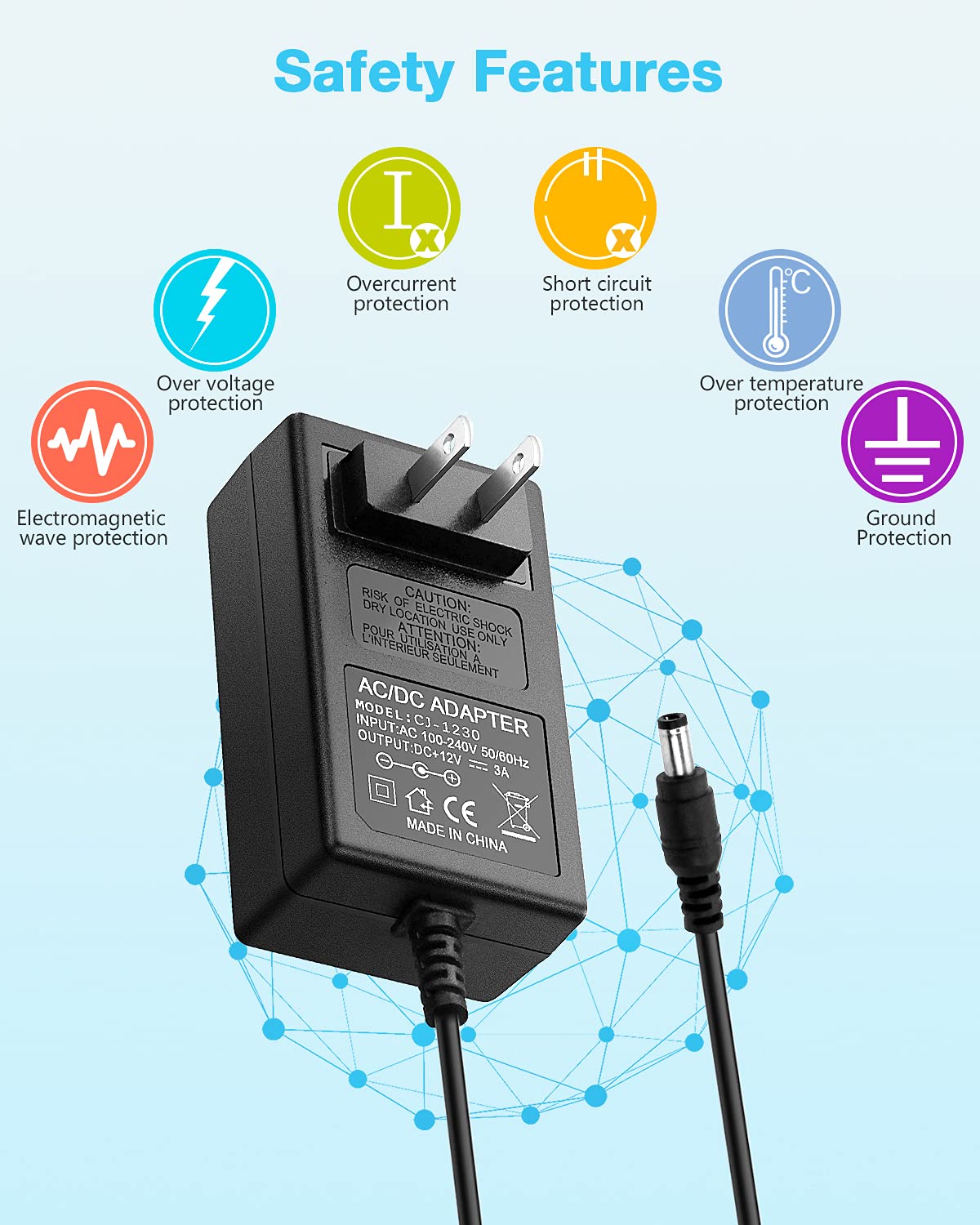 Aclorol 12V 3A Power Supply Adapter 36W 100V-240V AC to DC 12Volts Converter Adapter Transformer 3amp 2.8A2.5A2A1.5A 5.5x2.5mm 2.1mm for WS2811 12V…