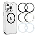Aothey Universal Metal Rings Compatible with Magsafe Sticker,Magnetic Ring for Phone Cases & Wireless Charging, 6 Pack (2 Black,2 White & 2 Silver)