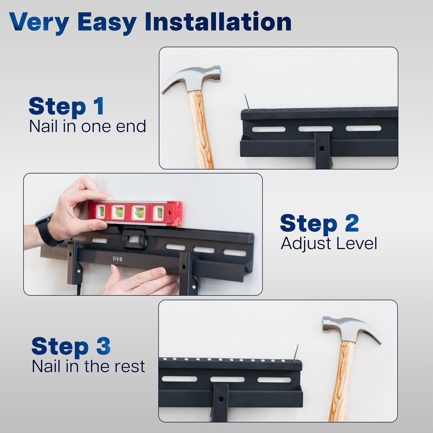 VIVO No Stud TV Wall Mount for 37 to 86 inch Screens, Max VESA 600x400mm, Studless Drywall Mounting Solution, Black, MOUNT-NS86