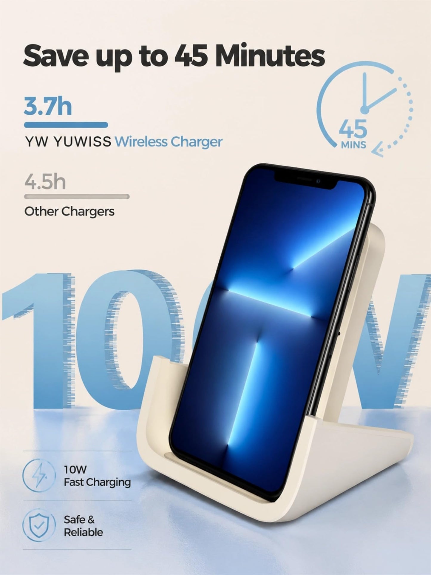 Wireless Charger YUWISS Wireless Charging Stand Cordless Charger 10/7.5/5W Compatible with iPhone 14 13 12/12 /11Pro Max/XR/XS Max/XS/X/8/8Plus Galaxy
