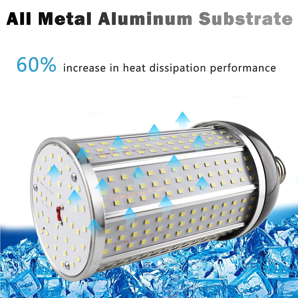 Intpro LED Light Bulb - Super Bright Cob Light 60W 7000lm E26 Daylight 5000K 550W Equivalent 2Pack for Indoor Garage, Basement, Barn High Bay