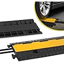 Pyle Durable Cable Ramp Protective Cover - 2,000 lbs Max Heavy Duty Hose & Cable Track Protector w/ Flip-open Top Cover & 2 Channel Groove Design