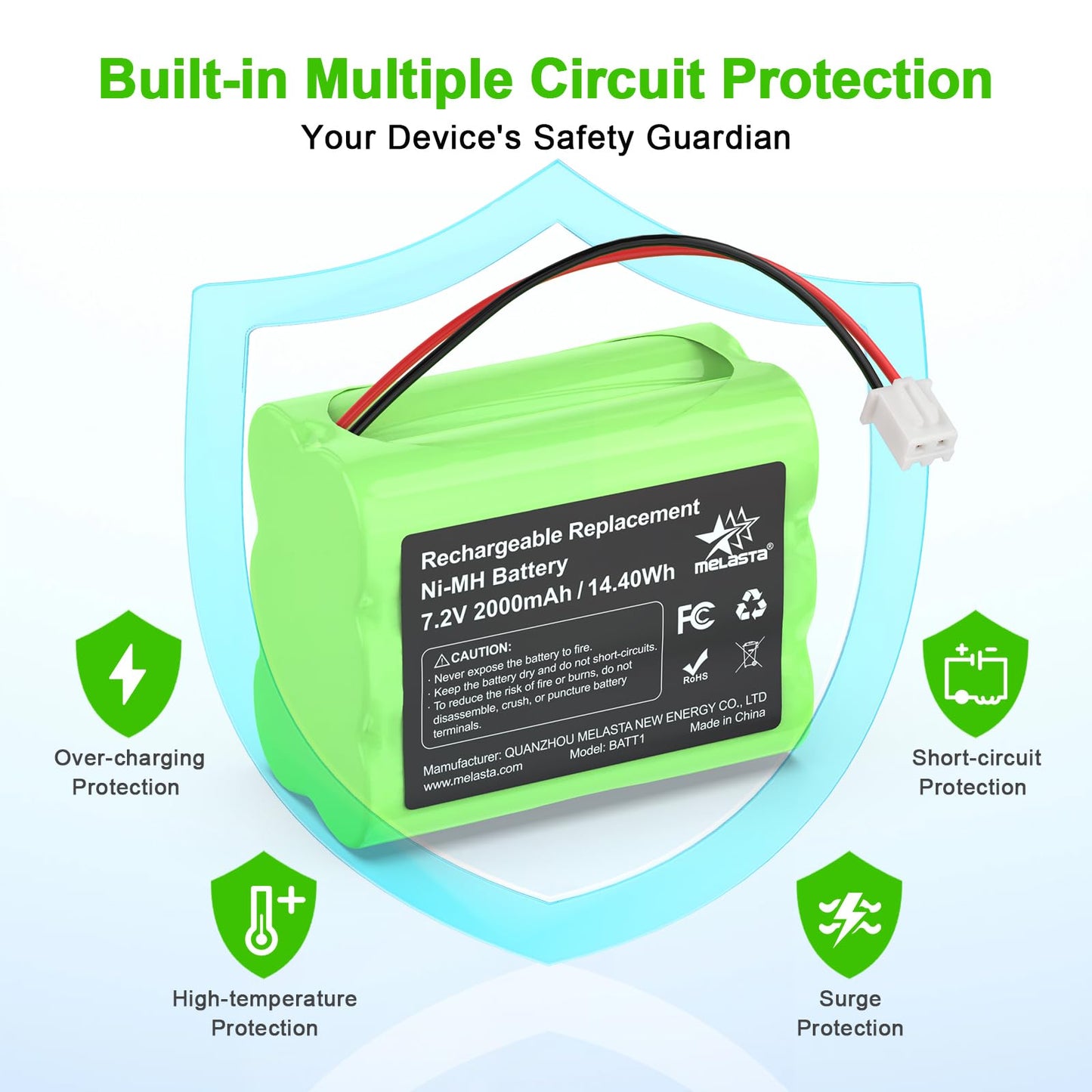 melasta 2000mAh Replacement Battery Suitable for 2GIG BATT1X BATT2X BATT1 GC2 2GIG-CNTRL2 2GIG-CP2 GCKIT311 Go Control Panel Security System Alarm