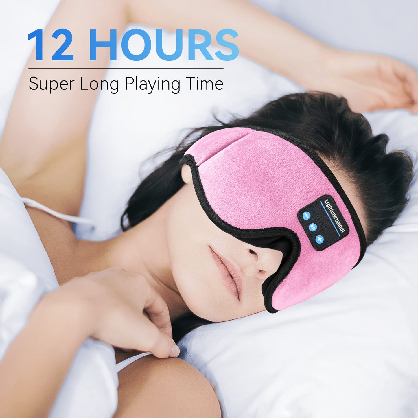 Sleep Headphones, 3D Sleep Mask, LIGHTIMETUNNEL Washable Sleeping Headphones with Ultra Thin Stereo Speakers Microphone Hands Free for Insomnia…