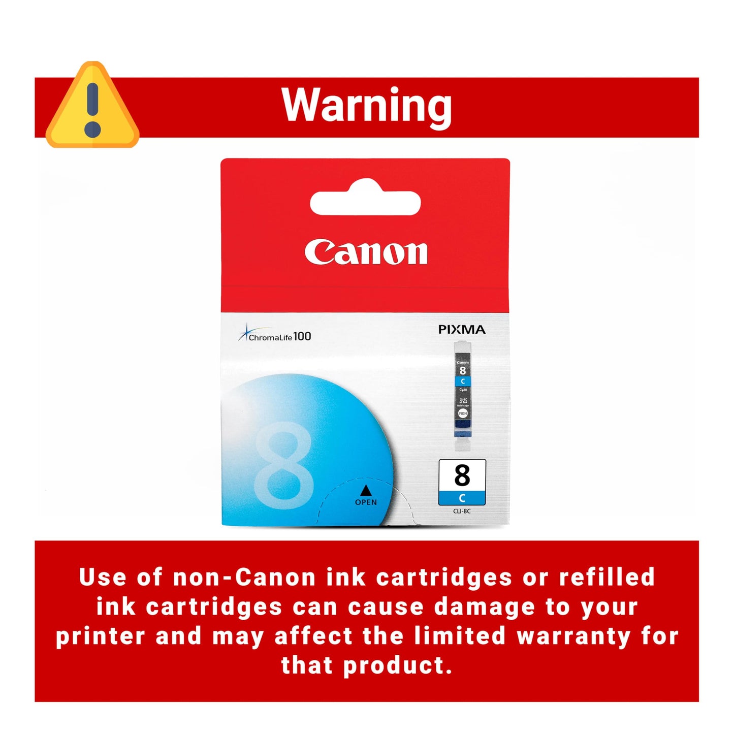 Canon CLI-8 Genuine Cyan Ink Tank, Compatible with iP4300, iP3500, iP3300, MP970, MP960, MP950, MP800R, MP830, MR810, MP800, MP500, MX850, MX700