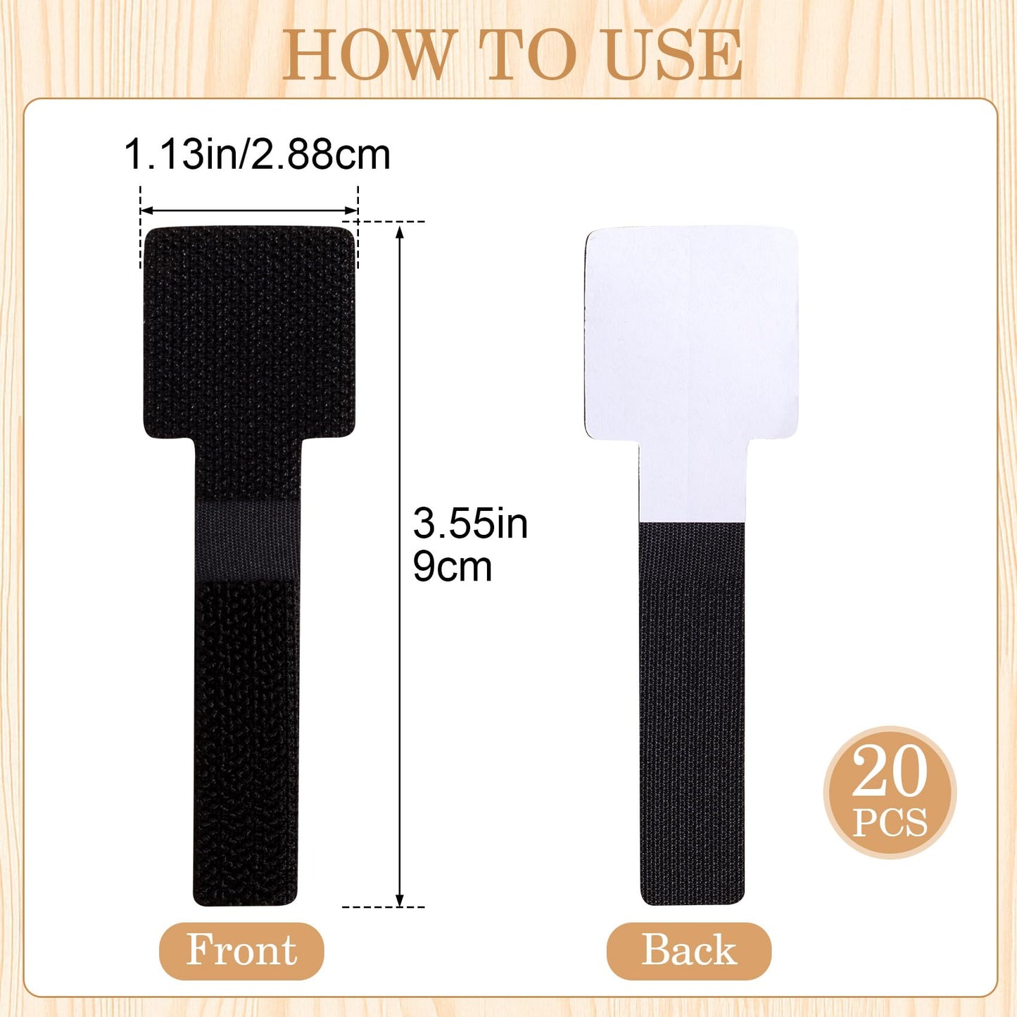 SmallCat 20pcs Hook and Loop Cable Ties, 3.55 Inch Self Adhesive Cable Management Straps for Desktop Network Wires, Adjustable Reusable Appliances
