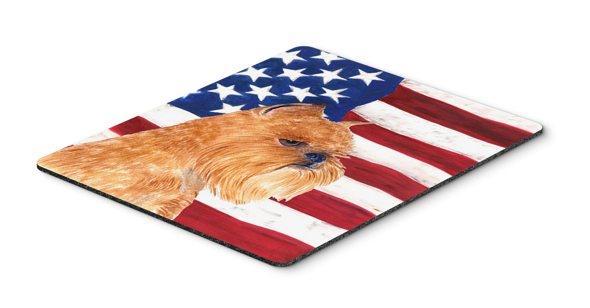Caroline's Treasures SS4020MP USA American Flag with Brussels Griffon Mouse Pad, Hot Pad or Trivet for Home Office Gaming Working Computers Laptop