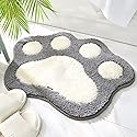 Molesun Paw Shaped Bath Mat, Cute Bathroom Rug Non-Slip, Soft Microfiber Water Absorbent Thick Shower Rug, Machine Washable Bath Rug for Bathroom…