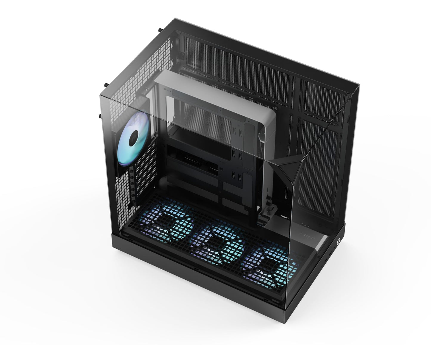 APNX V2 Black ATX Case - X-Pand Flow Dual Airflow, 3-Side Tempered Glass, 360mm AIO & Reverse BTF Motherboard Support, 4×140mm Fans, 160mm Fan Slots