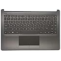 Replacement Upper Case Palmrest for HP 14Z-DK 14-DK 14-CF 14S-CF 14-DF Series Laptop Non-Backlit Keyboard Assembly Top Cover Touchpad L24818-001 Gray