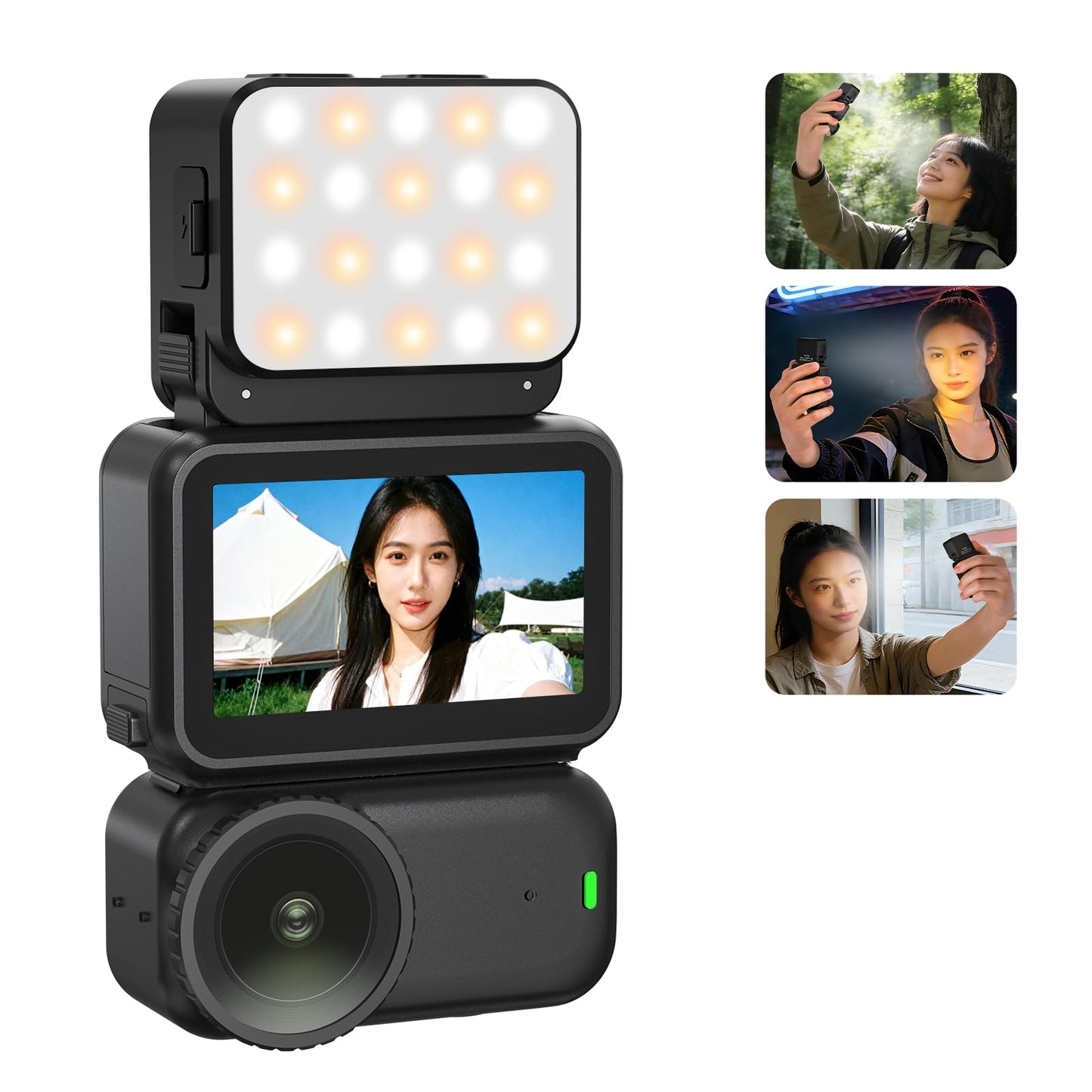 BRDRC Action 6 Magnetic Mini LED Fill Light, Photography Fill Video Lighting with Quick-Release Cold Shoe Adapter, 3 Color Modes, 4 Levels Brightness
