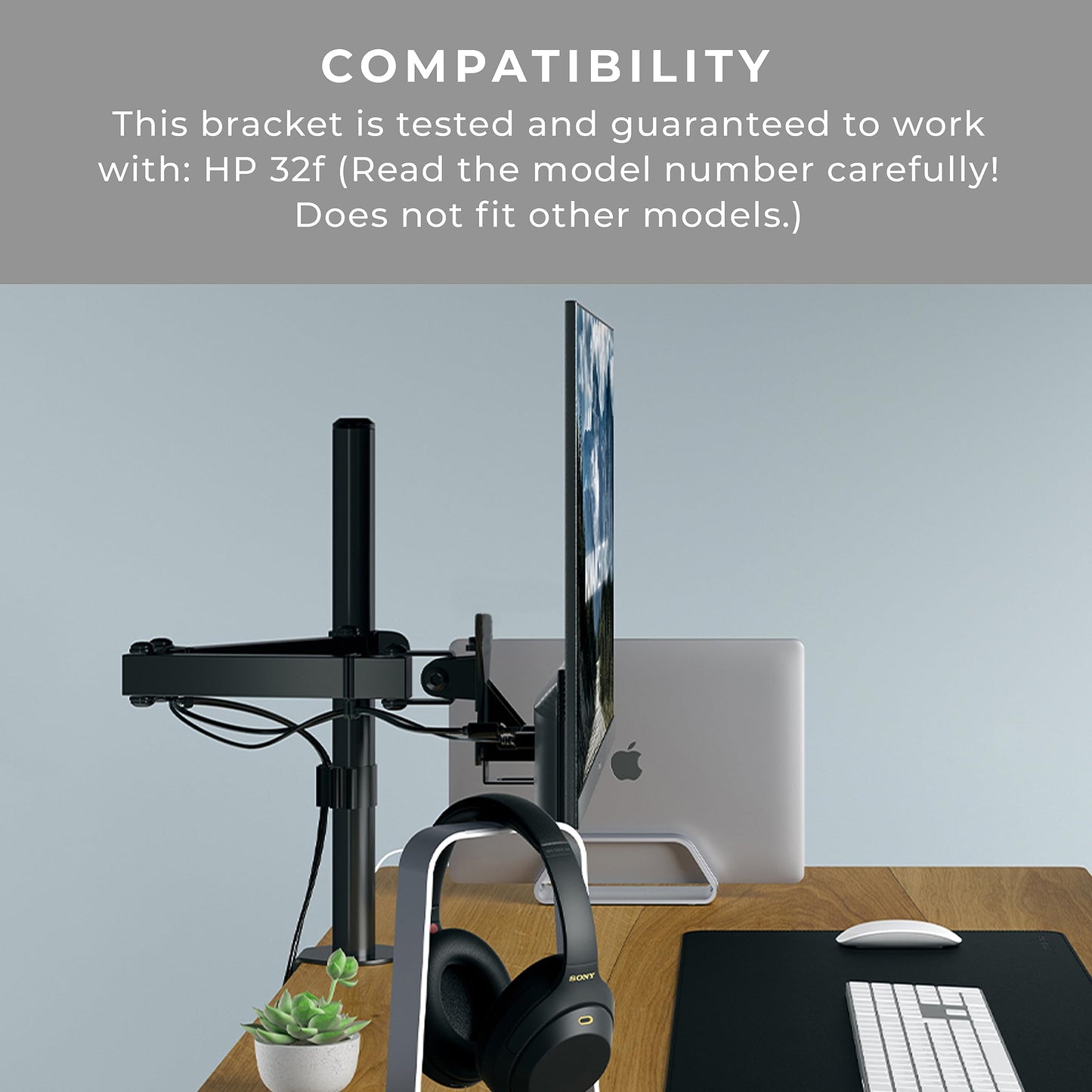 HumanCentric VESA Mount Adapter Compatible with HP 32f Monitor, Bracket Mounts Monitor to VESA Stand or Monitor Arm with a 75x75 or 100x100mm Pattern