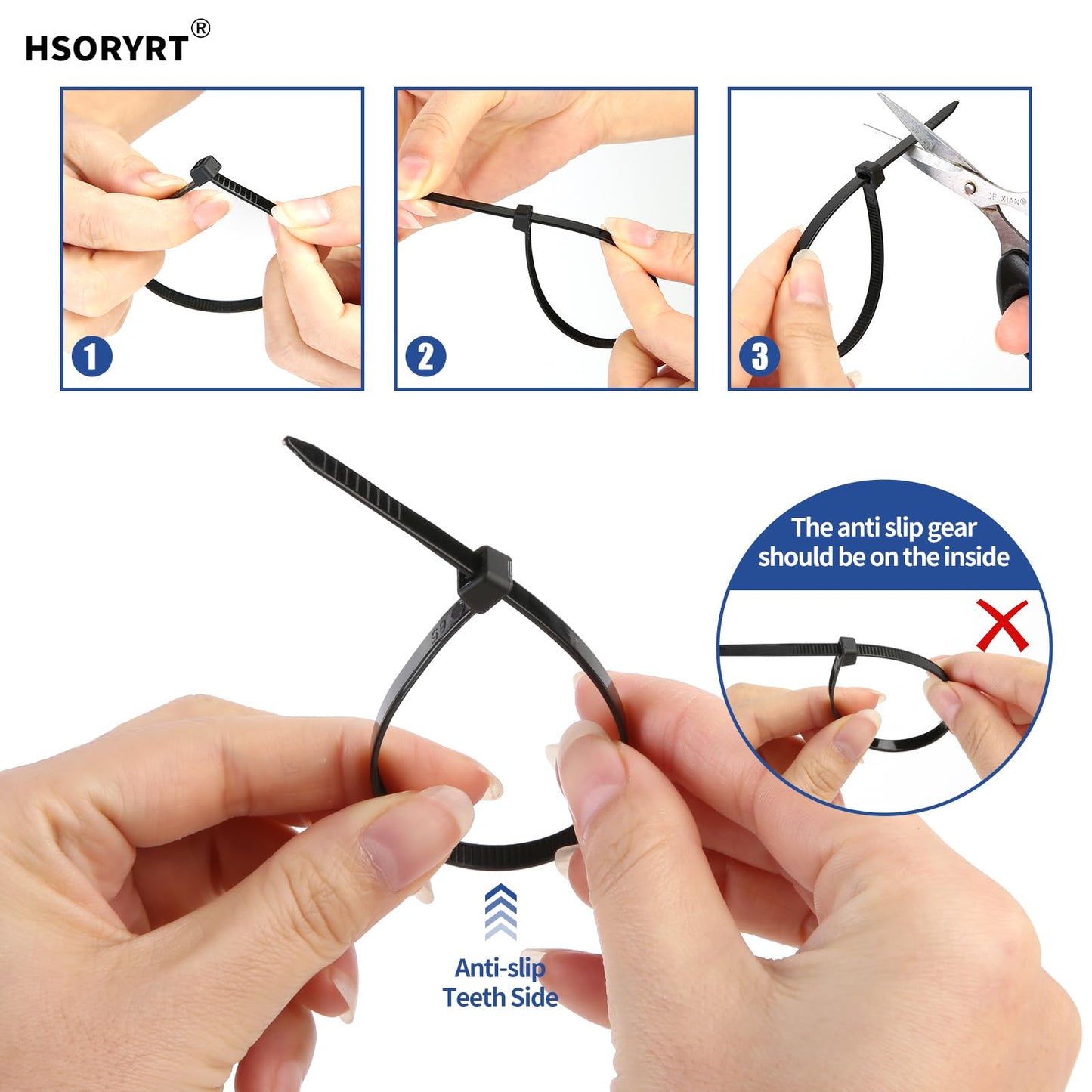 Hsoryrt 2000pcs Cable Ties, 18lbs Zip Ties, 4 inch Black Multi-Purpose Self-Locking Nylon Small Cable Management, UV Resistant Wire Ties, Plastic Ties
