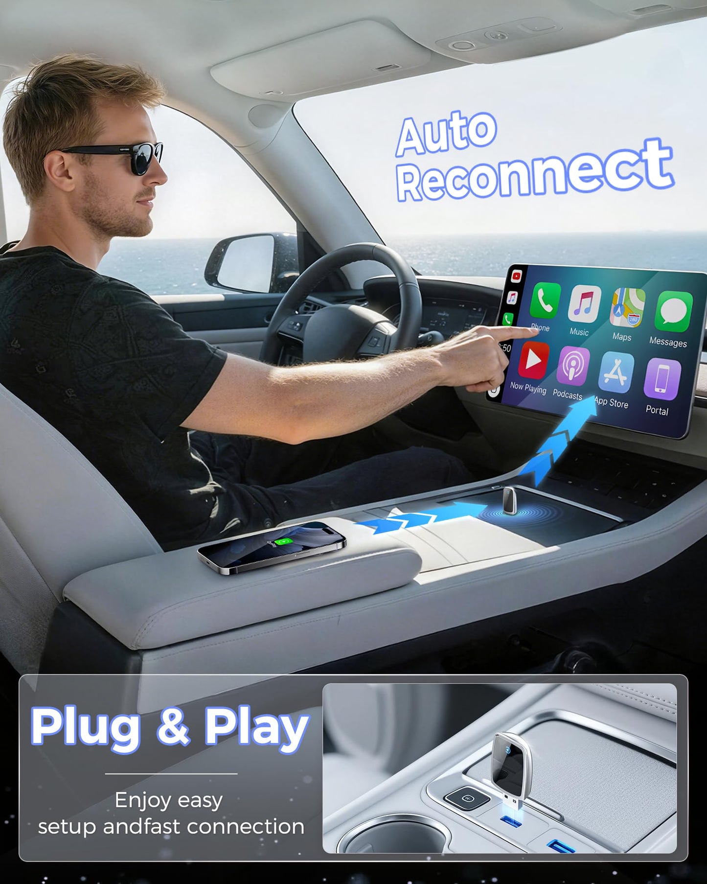 Wireless CarPlay Adapter for Apple iPhone?2026 Upgrade?- Convert Wired CarPlay to CarPlay Wireless Adapter, Stable Connection Compatible with OEM