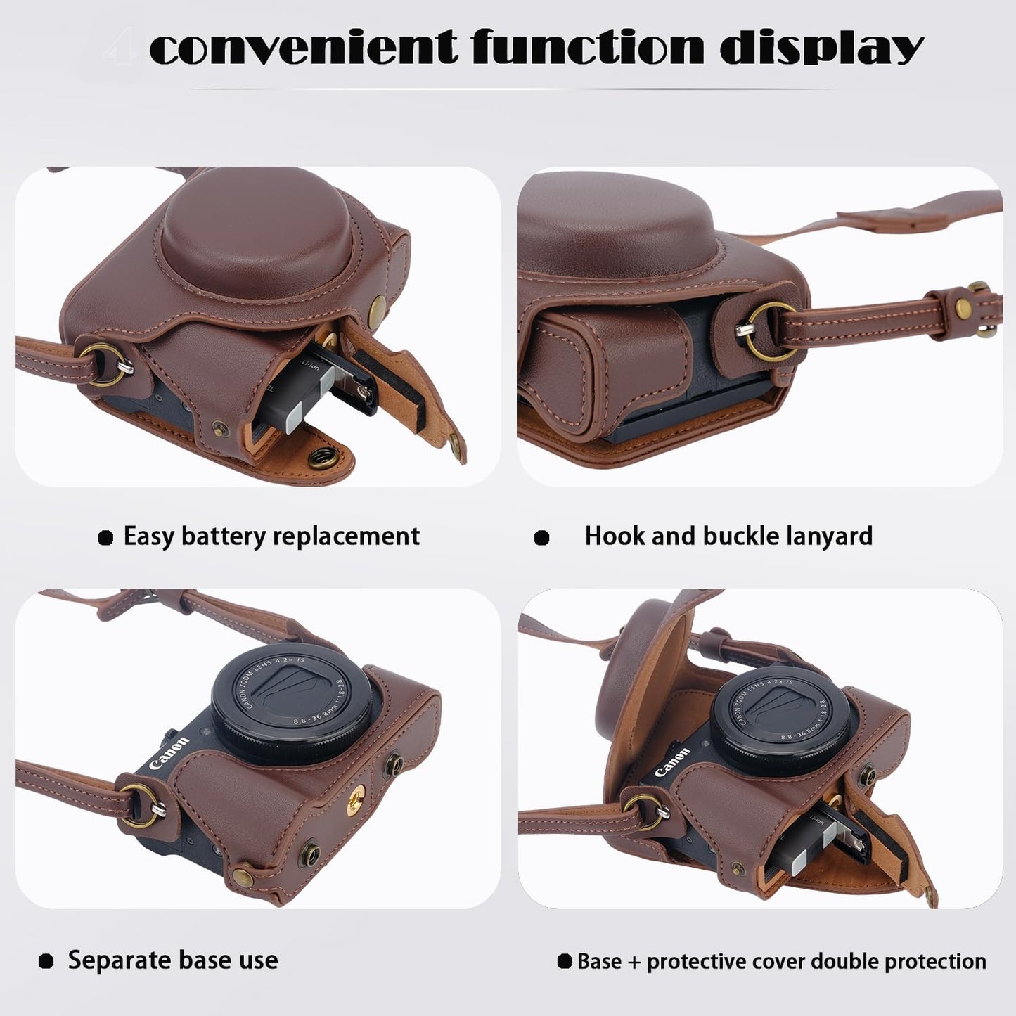 Bowan G7X Mark II, G7X Mark III Camera Case - Vintage PU Leather Camera Case for Sony G7X Mark II, G7X Mark III DSLR Camera Protective Leather Camera