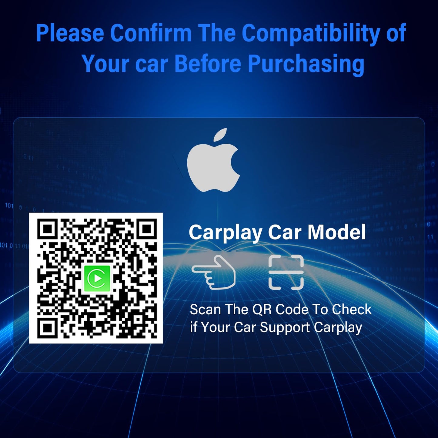Wireless CarPlay Adapter for iPhone, Plug & Play Bluetooth & 5.8GHz Converter, Upgrades Wired to Wireless CarPlay, Auto-Reconnect, Compatible