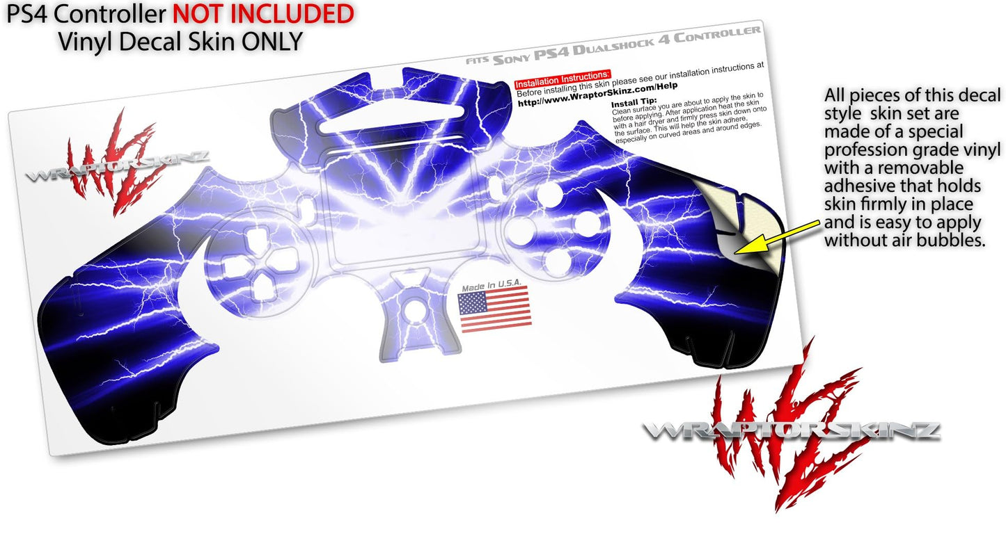 WraptorSkinz Decal Vinyl Skin Compatible with Sony PlayStation 4 Controller Lightning Blue (Controller NOT Included)