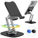 ZTGYGY Metal Phone Stand for Desk, Adjustable Foldable Desktop Phone Holder, 360 Degree Rotating Cell Phone Stand for Recording Compatible with iPhone