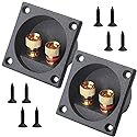 2PCS 2.2 Inch Square 2-Way Speaker Box Terminal Cup with Banana Plugs and Screw Type Binding Post Subwoofer Box Speaker Terminal Plates