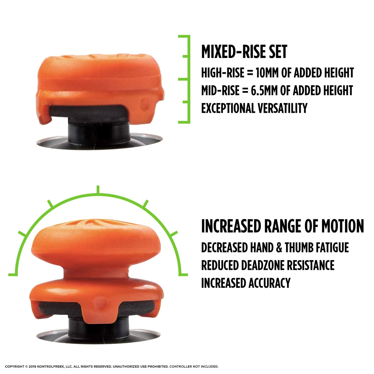 KontrolFreek FPS Freek Vortex for PlayStation 4 (PS4) and PlayStation 5 (PS5) Controller | Performance Thumbsticks | 1 High-Rise Convex, 1 Mid-Rise