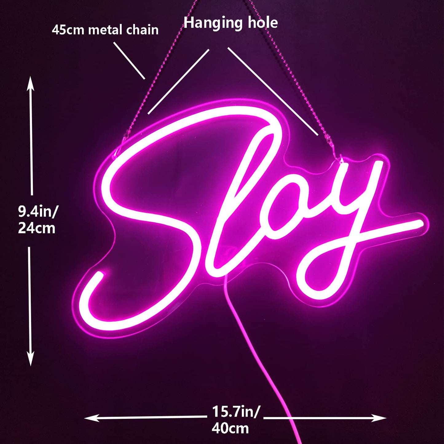 Preppy Lights Slay Dimmable Pink Neon Led Light Sign for Wall Decor 15.7''*9.4'', Bedroom, Living Room, Salon, Party Decor