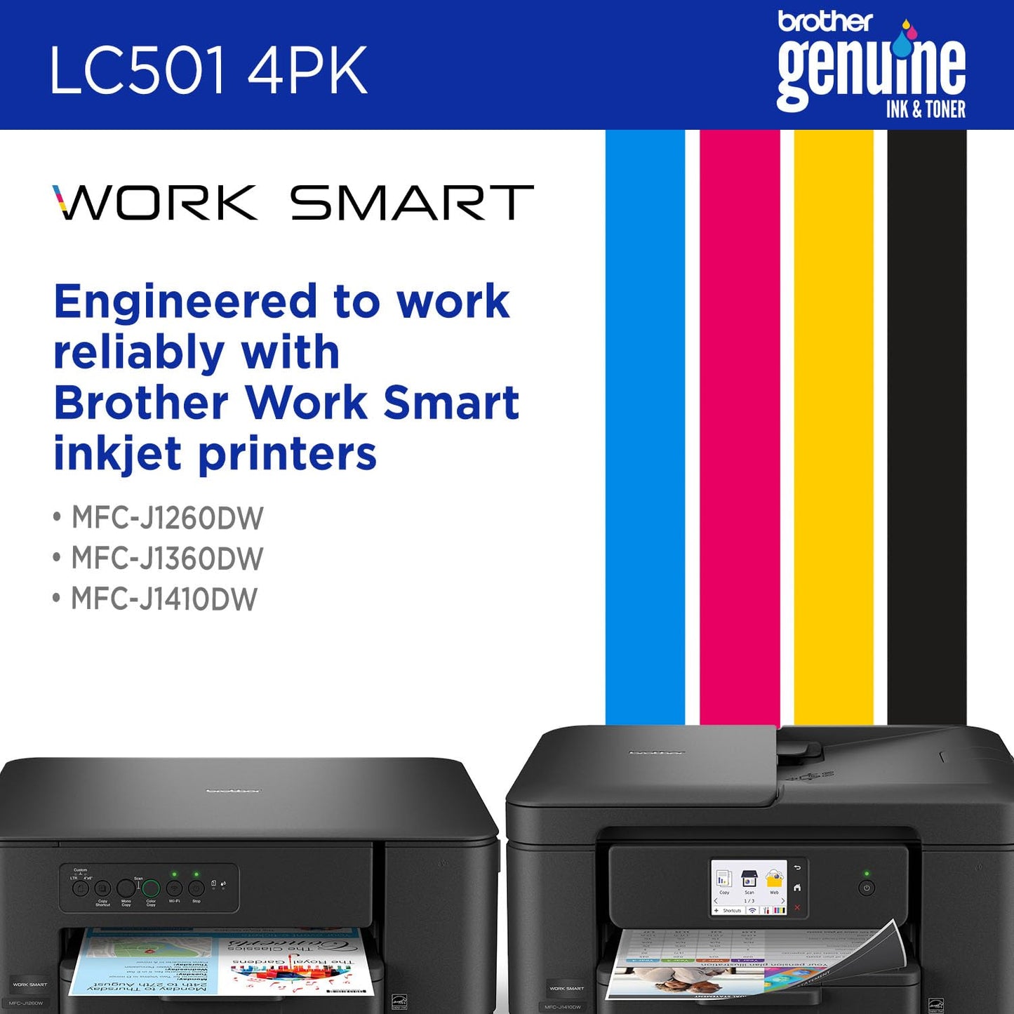 Brother Genuine LC5014PK 4-Pack (1 Each of) Standard Yield Black, Cyan, Magenta, and Yellow Ink Cartridges