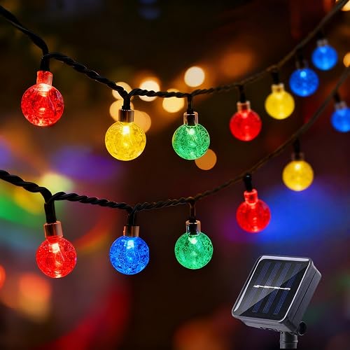 L LAMPOP Solar String Lights Outdoor Waterproof IP65 9.3 Feet 20 LED 8 Modes Crystal Globe Fairy Light for Garden Parterre Terrace