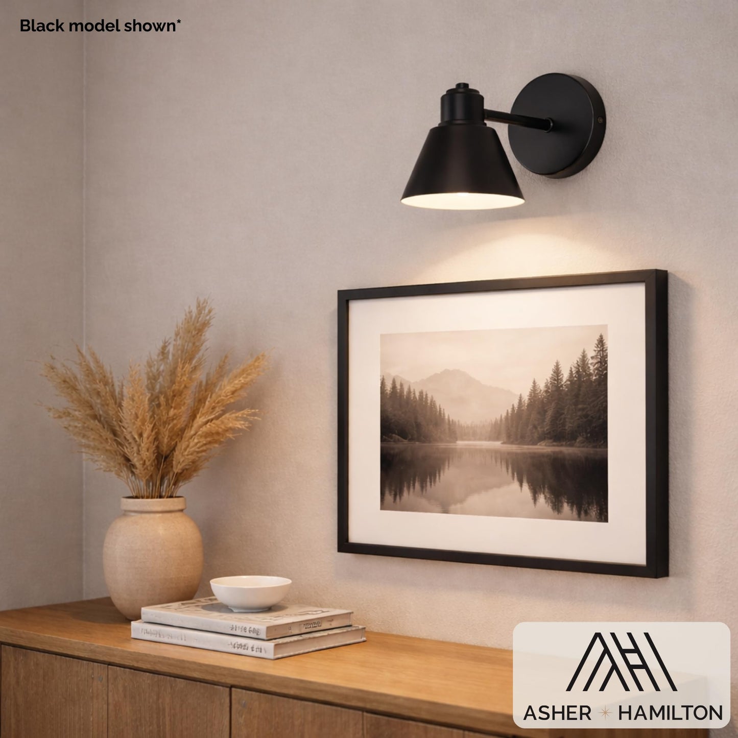 Asher Hamilton AHW-203BKCL 1 Light Boden Wall Sconce | One E26 Medium Base Bulb Required Sold Separately | 60 Watt Max | Damp Rated for Interior Use |