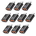 Pastall 10 Pack 10Gbps/120W USB C to USB3.1 Adapter,Black Type C Male to USB Female Adapter for Smartphone, PC, Laptop, Tablet, Keyboard etc.