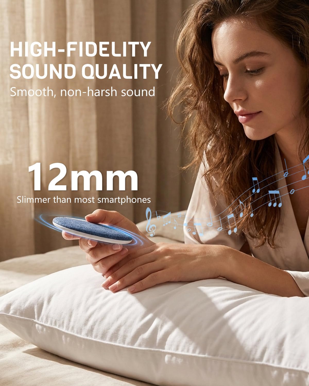Voph 2026 New Sleep Pillow Speaker for Sleeping, Portable Under Pillow Speaker with BT 5.4, White Noise Timer Wireless Sleep Aid, 10H Battery Life
