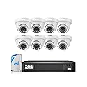 ZOSI H.265+ Home Security Camera System with AI Human Vehicle Detection, 5MP 3K Lite 8 Channel Surveillance DVR and 8 x 1080p Weatherproof CCTV Dome