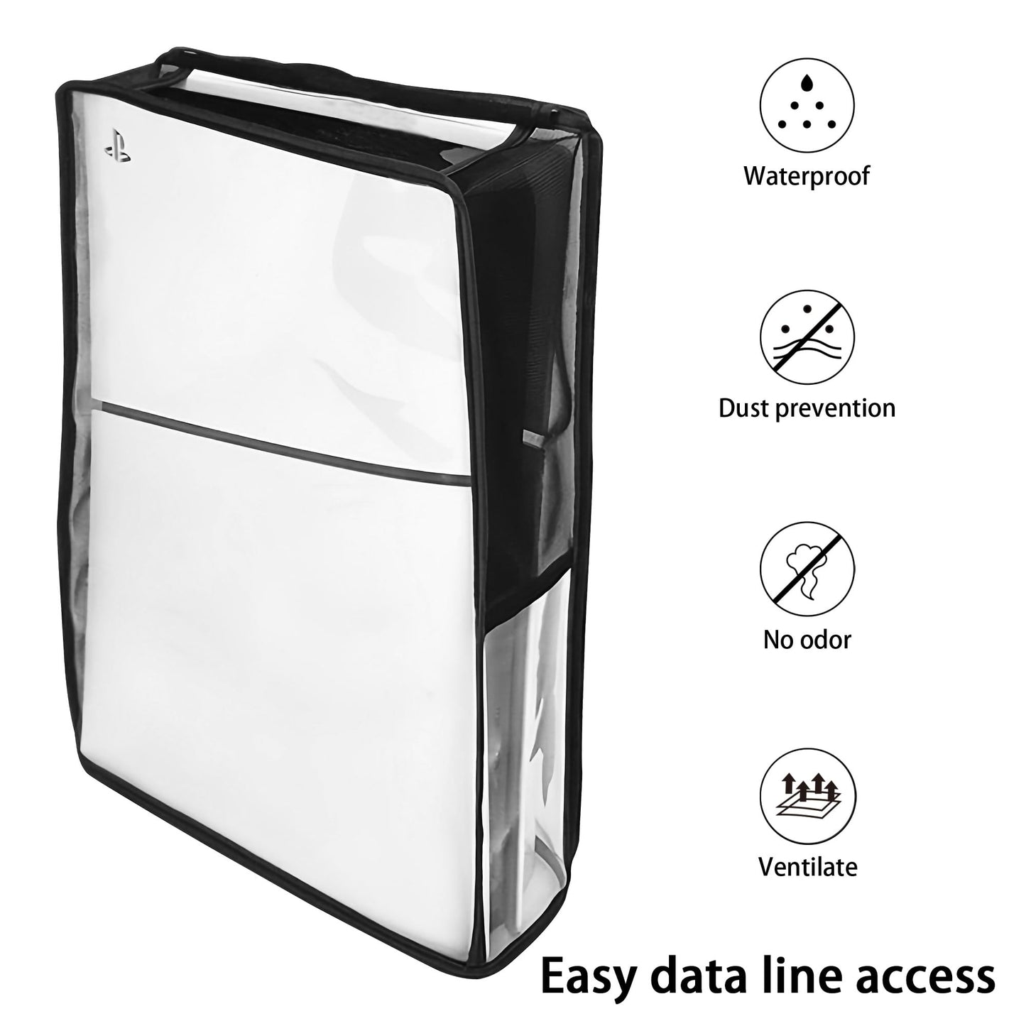 Kingshion PS5 Slim Console Dust Cover - Transparent Waterproof Protective Sleeve with Anti-Scratch Design, Precision Fit for Disc Edition & Vertical