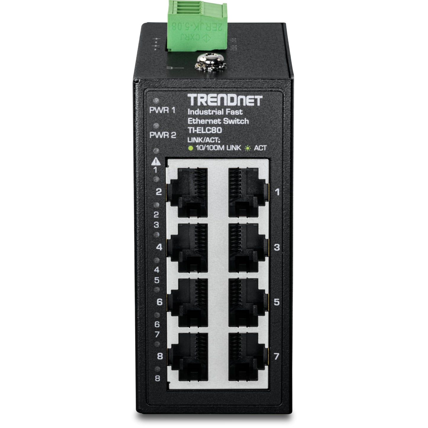 TRENDnet 8-Port Industrial Fast Ethernet DIN-Rail Mini Switch, TI-ELC80, 8 x 10/100Mbps Ports, IP50 Rated Housing, 1.6Gbps Switching Capacity