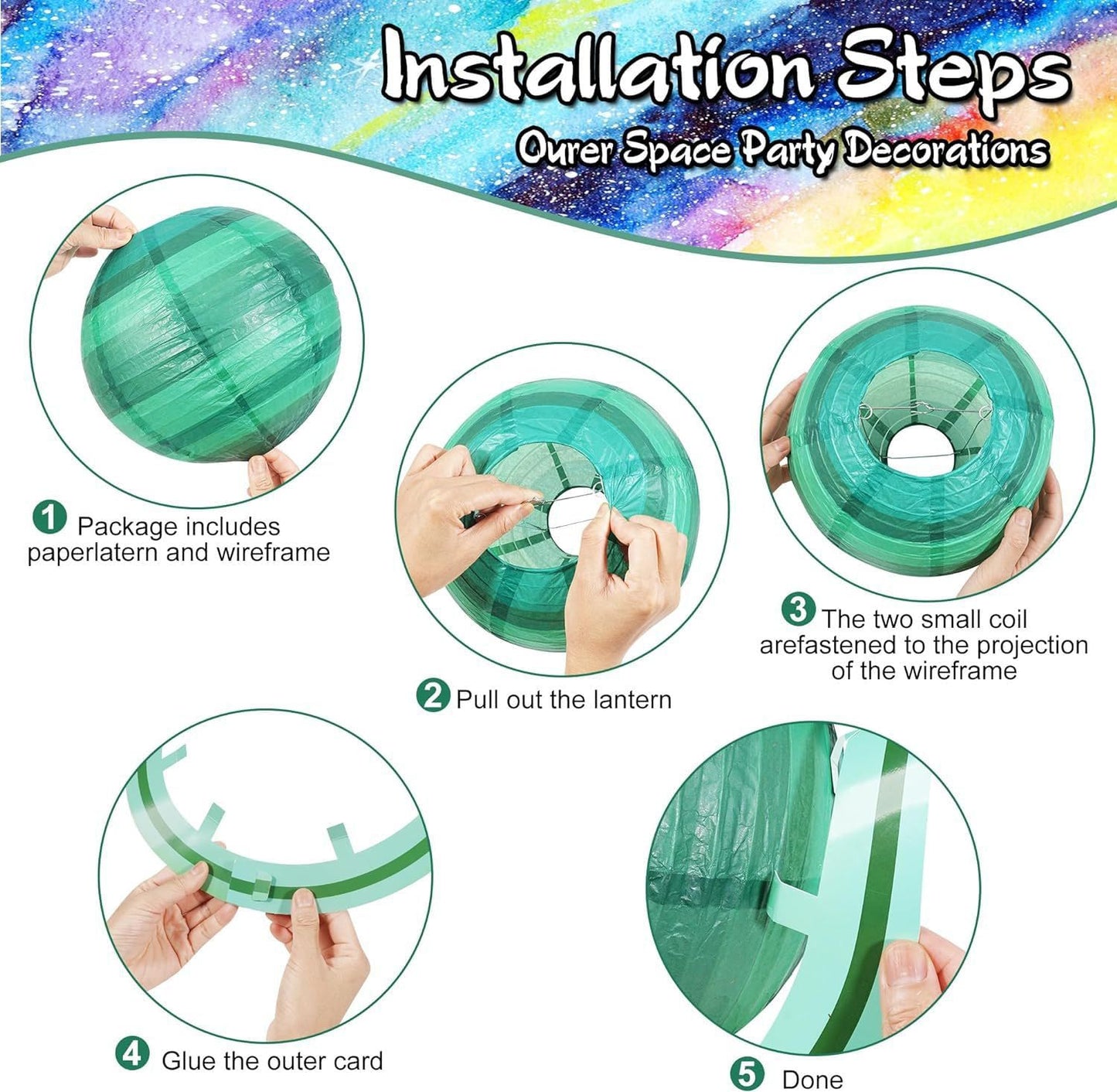 Clonynix 12Pcs 10 Inch Space Planet Paper Lanterns Decorative Solar System Hanging Round Paper Lanterns Lamp for Birthday Party Decoration Home Decor