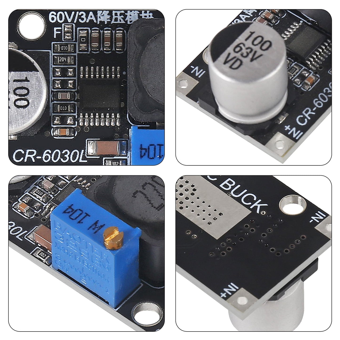 AITRIP 3PCS DC-DC Step Down Power Supply Module 60V 3A to 3.3V 5V 12V 24V Buck Converter Adjustable Voltage Regulator Module LM2596 LM2596S Upgraded