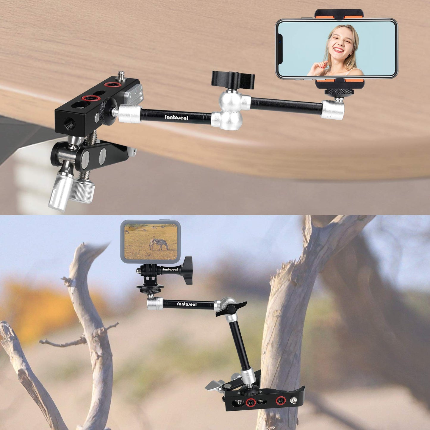 Heavy Duty DSLR Mirrorless Camera Camcorder Super Clamp Mount w/Magic Arm +Quick Release Plate Desk Table Handrail Bar Holder Video Rig Kit for Studio