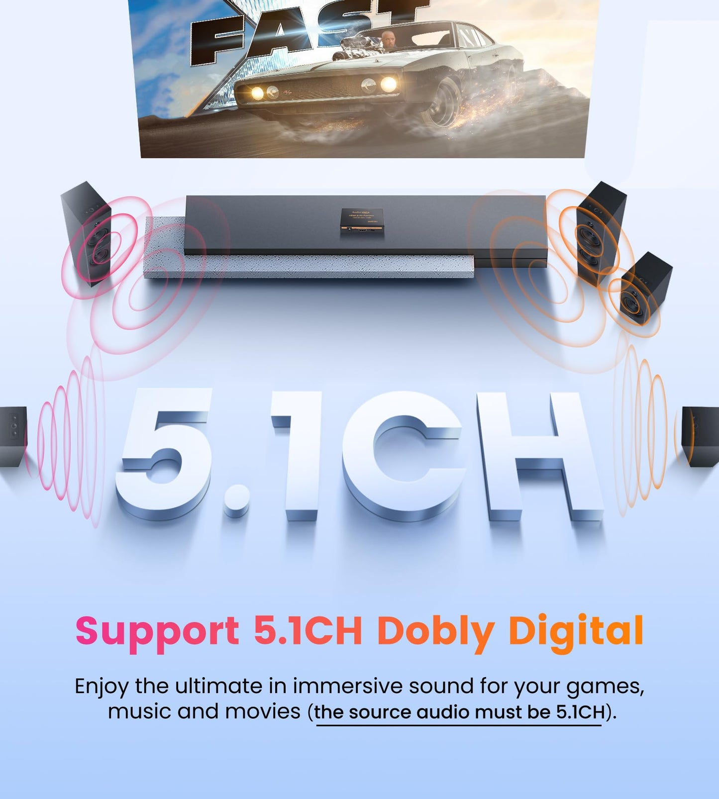 avedio links HDMI Audio Extractor 4K, HDMI to Optical RCA or 3.5mm Jack Audio Adapter Converter Splitter, Supports Dolby Digital DTS 5.1 PCM for PS5