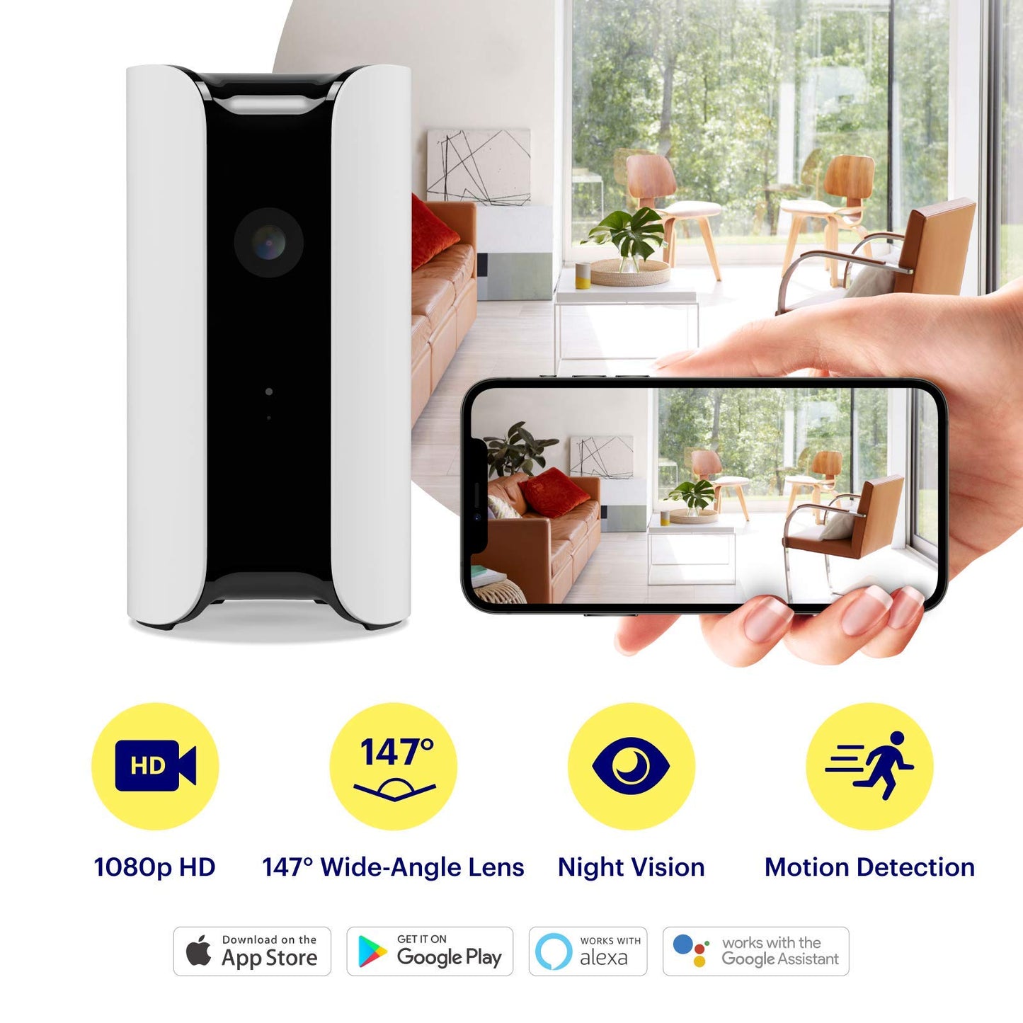 Canary Pro Indoor Home Security Camera 1080p HD WiFi IP | 24/7 Watch Live Video, Siren, Climate Monitor, Motion Alerts, Two-Way Talk, Night Vision