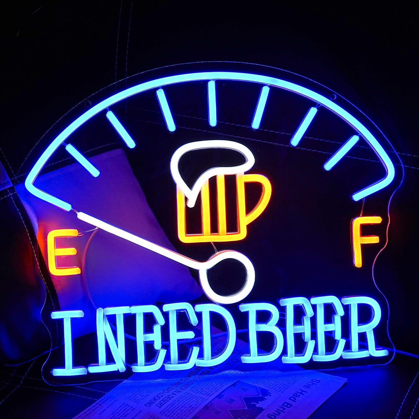 LULANMP I Need Beer Neon Sign for Wall Decor Beer Neon Light Dashboard LED Neon Sign Beer Foam LED Neon Light for Bedroom Bar Wine Cellar Restaurant
