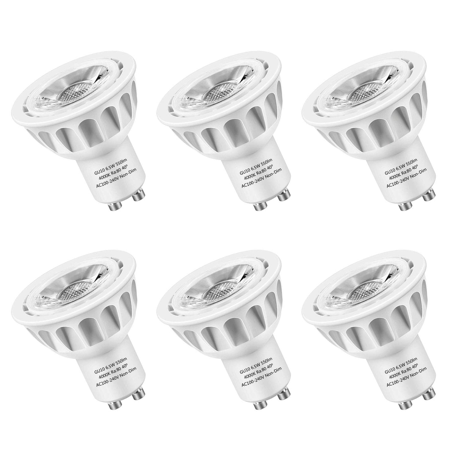 SZGMJIA GU10 LED Bulbs 120V GU10 Led Light 6.5W 4000K Non-Dimmable 6Pack