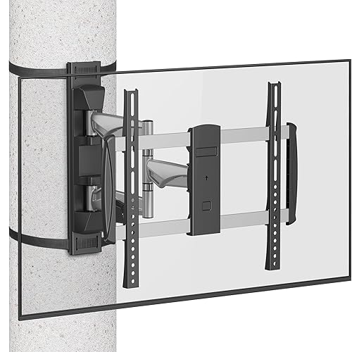 SupaTV SPTVA2164 No-Drill Strap-On TV Mount Indoor/Outdoor for Pillars, Gazebo, Pergola & Patio - Fits 37-70 in TVs to 77 lb, Full Motion Swivel Tilt
