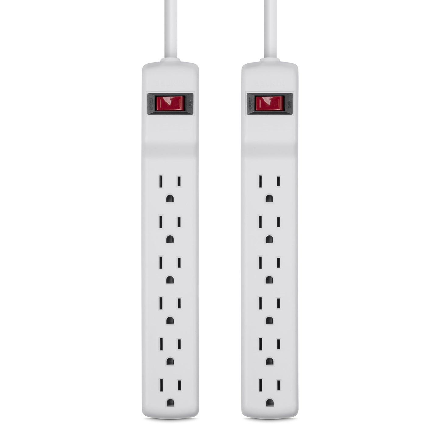 Belkin Power Strip Surge Protector - 6 AC Multiple Outlets, 2 ft Long Heavy Duty Metal Extension Cord for Home, Office, Travel, Computer Desktop
