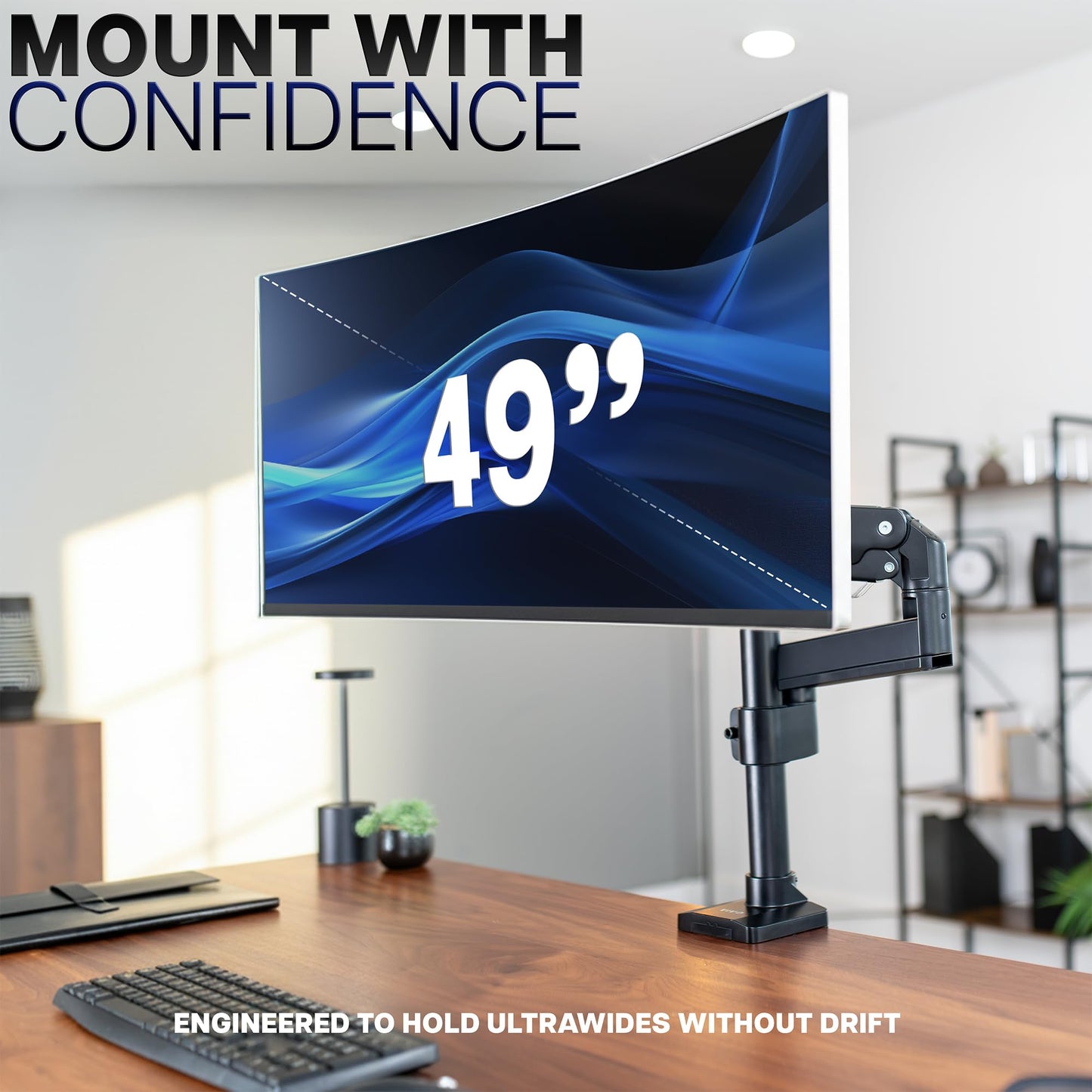 VIVO Premium Aluminum Tall Extended Monitor Arm for Ultrawide Monitors up to 49 inches and 33 lbs, Single Desk Mount Stand, Pneumatic Height