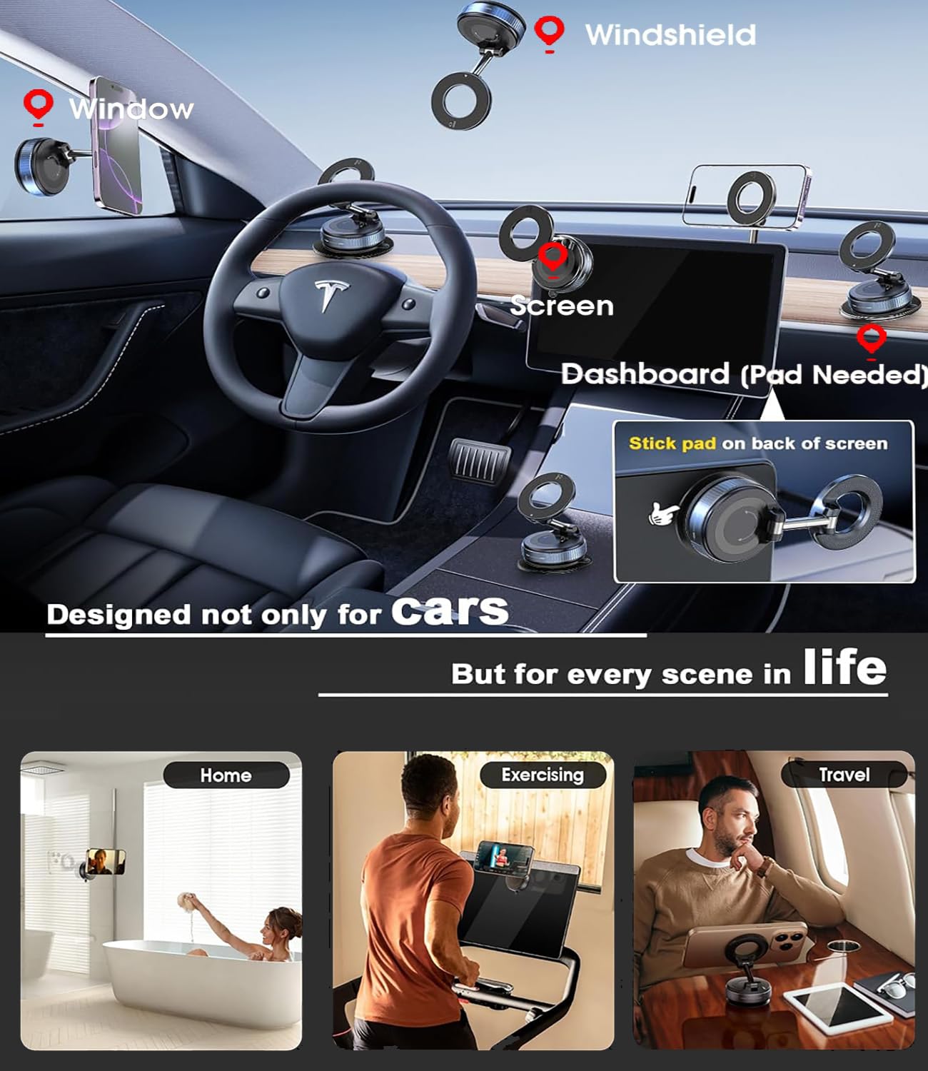 Velthorix 2026 Upgraded Vacuum Magnetic Car Phone Holder 360° Reinforced 98LBS Ultra Suction Cup Phone Mount for MagSafe Cell Phone Holders for Your