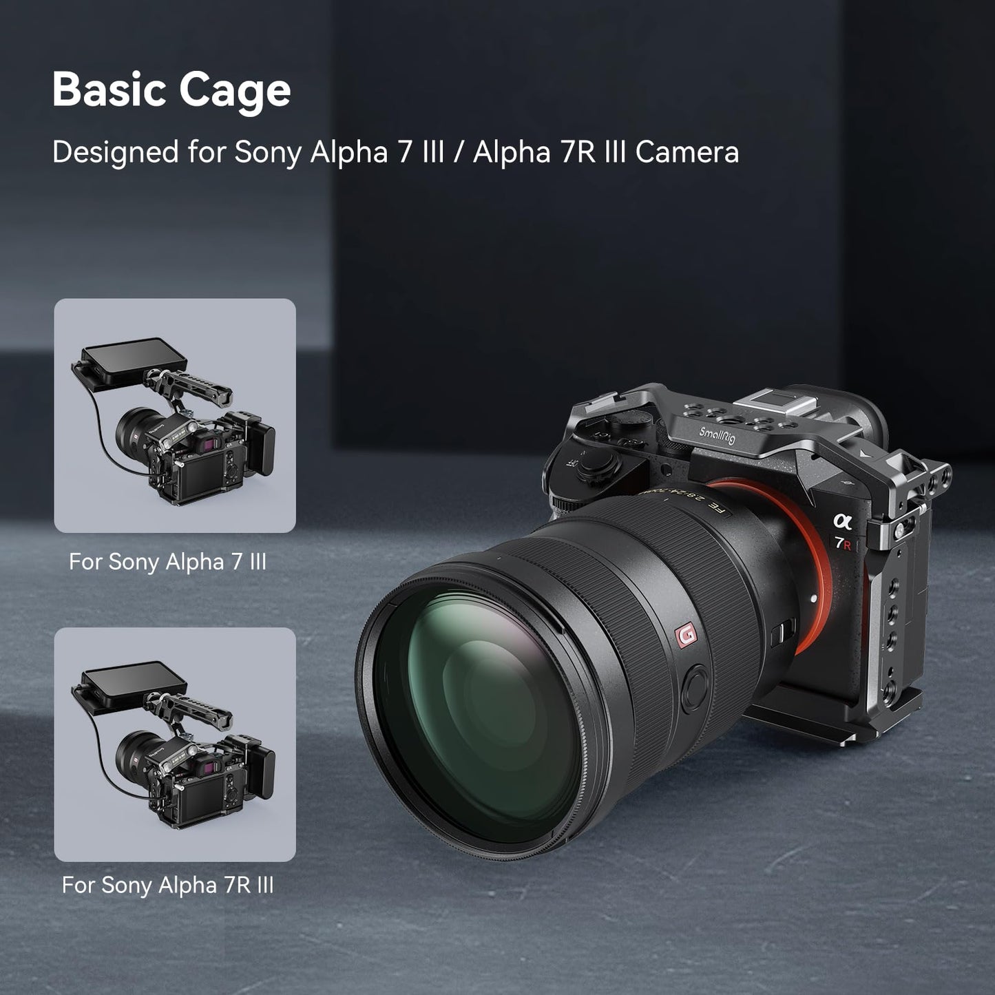 SmallRig A7RIII / A7III / A7M3 Camera Cage for Sony A7RIII / A7III / A7M3 Camera (ILCE-7RM3 / A7R Mark III), w/Shoe Mount, Built-in NATO Rail