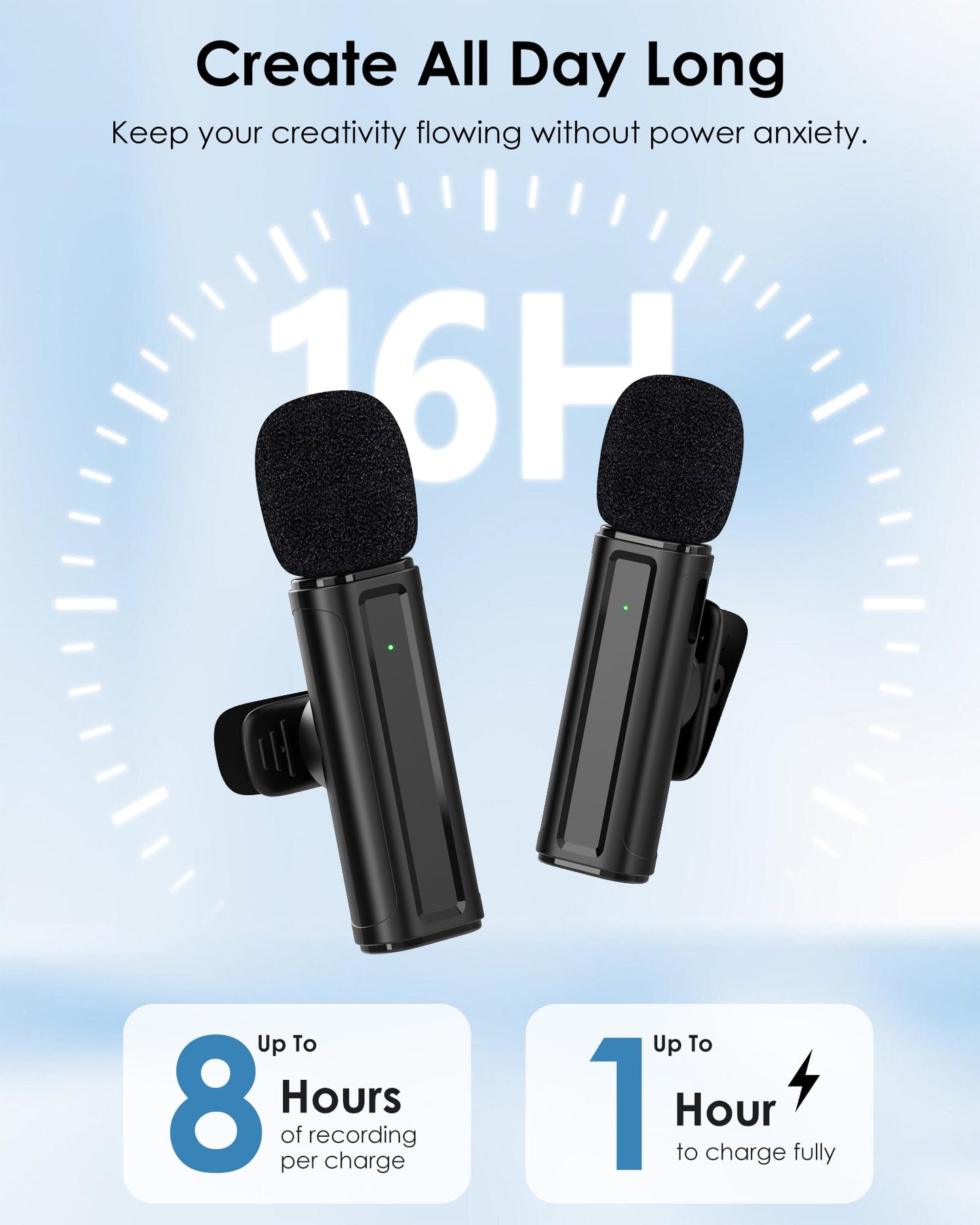 Wireless Mini Microphone for iPhone, iPad, Android, 2 Pack Lavalier Mic with 360° Rotatable Clip, Plug and Play Noise Reduction USB-C Mic for Video