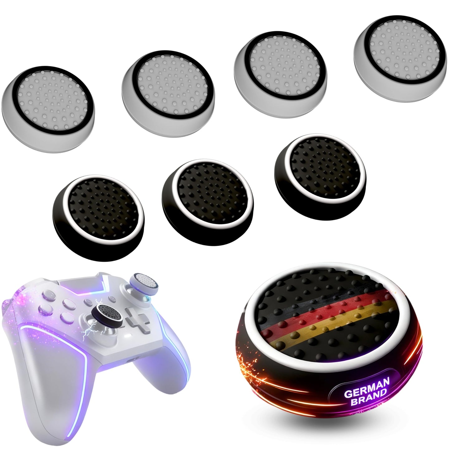MatoSan 8 Thumbstick Grip Caps - Silicone Thumb Grips Compatible with PS5, PS4, Xbox Controller - Anti-Slip Joystick Cover - Controller Grips - Gaming